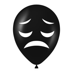 Halloween black balloon illustration with scary and funny face
