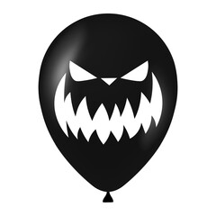 Halloween black balloon illustration with scary and funny face