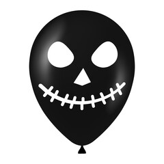 Halloween black balloon illustration with scary and funny face