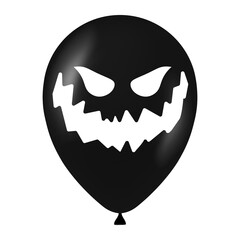 Halloween black balloon illustration with scary and funny face