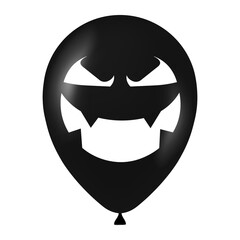 Halloween black balloon illustration with scary and funny face