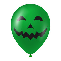 Halloween green balloon illustration with scary and funny face