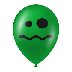 Halloween green balloon illustration with scary and funny face