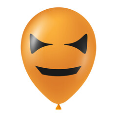 Halloween orange balloon illustration with scary and funny face