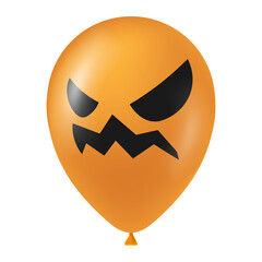 Halloween orange balloon illustration with scary and funny face