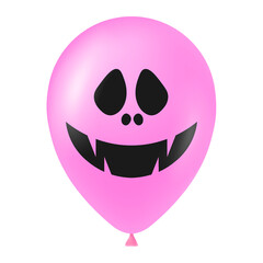 Halloween pink balloon illustration with scary and funny face