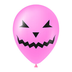 Halloween pink balloon illustration with scary and funny face