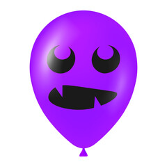 Halloween purple balloon illustration with scary and funny face