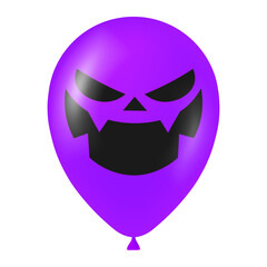 Halloween purple balloon illustration with scary and funny face