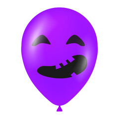 Obraz premium Halloween purple balloon illustration with scary and funny face