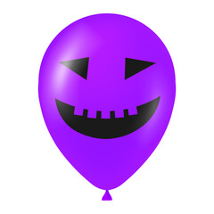 Halloween purple balloon illustration with scary and funny face