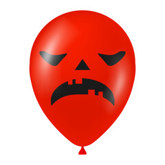 Halloween red balloon illustration with scary and funny face