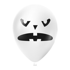 Halloween white balloon illustration with scary and funny face isolated on dark background