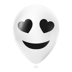 Halloween white balloon illustration with scary and funny face isolated on dark background