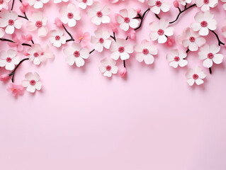 Flowers composition Minimal styled concept on light pink background top view.