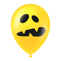 Halloween yellow balloon illustration with scary and funny face