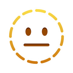 Line neutral face Large size of yellow emoji smile
