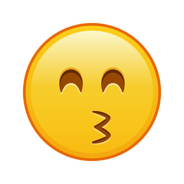Kissing face with laughing eyes Large size of yellow emoji smile