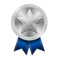 Silver award medal with star Illustration from geometric shapes