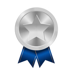 Silver award medal with star Illustration from geometric shapes