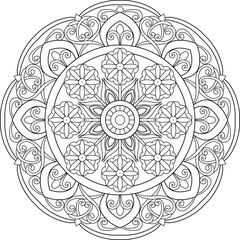 Circular pattern in the form of a mandala. Henna tatoo mandala. Mehndi style. Decorative pattern in oriental style. Coloring book page.