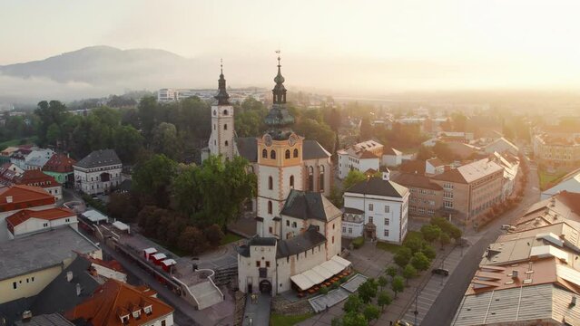 Banska Bystrica cityscape at sunrise in summer, Slovakia.