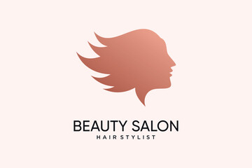 Woman face logo design template for beauty salon logo with creative idea