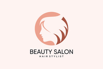 Woman face logo design template for beauty salon logo with creative idea