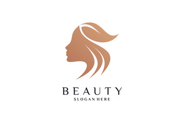 Woman face logo design template for beauty salon logo with creative idea