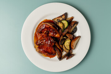 Roasted chicken with zucchini