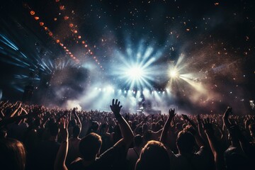 Big crowd dancing at an EDM Music festival