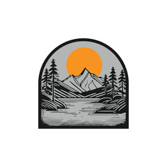 adventure mountain travel logo vector landscape symbol design	
