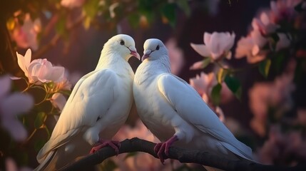 white pigeons on the tree