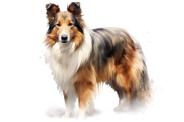 Fototapeta premium Watercolor Collie Dog Painting. Generative AI