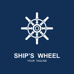 Ship wheel logo vector illustration design