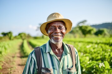 Senior male farmer from africa on his farm smiling portrait