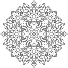 Circular pattern in the form of a mandala. Henna tatoo mandala. Mehndi style. Decorative pattern in oriental style. Coloring book page.