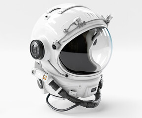 Isometric View Astronaut's Helmet Illustration on White Background (Generative AI)

