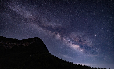 Stargazing; Milky Way, Changqi Town, Chishui City, Guizhou Province, China. Moon Lake Scenic Resort of Chishui. Hong-Chuan Yan - obrazy, fototapety, plakaty