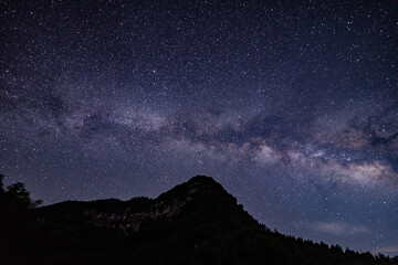 Stargazing; Milky Way, Changqi Town, Chishui City, Guizhou Province, China. Moon Lake Scenic Resort...