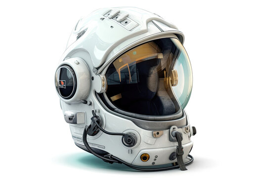 Isometric View Astronaut's Helmet Illustration on White Background (Generative AI)

