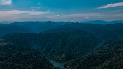 Drone aerial photography Changqi Town, Chishui City, Guizhou Province, China. Moon Lake Scenic Resort of Chishui. 