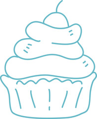 hand drawn doodle cupcake outline