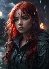 portrait of a woman with long hair red-haired