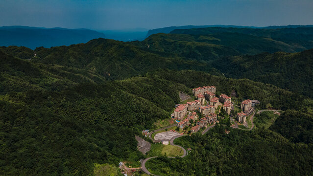 Drone aerial photography Changqi Town, Chishui City, Guizhou Province, China. Moon Lake Scenic Resort of Chishui. 
