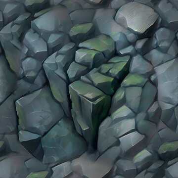 Seamless illustration texture of rock or stone tile wall with mold. Generative AI.
