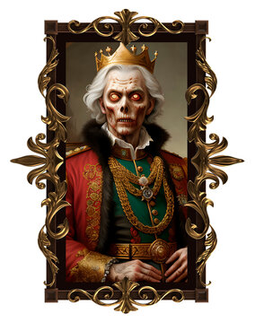 Horror artwork illustration of creaapy royal king portrait painting. Generative AI.