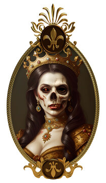 Horror artwork illustration of creaapy queen portrait painting. Generative AI.