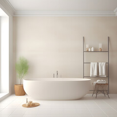 Fototapeta premium Bathroom mockup , cream, neutral, empty 