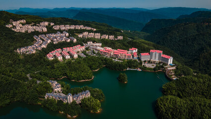 Fototapeta na wymiar Drone aerial photography, Tiandaohu is located in Hushi Town, Chishui City, Guizhou Province, China. 